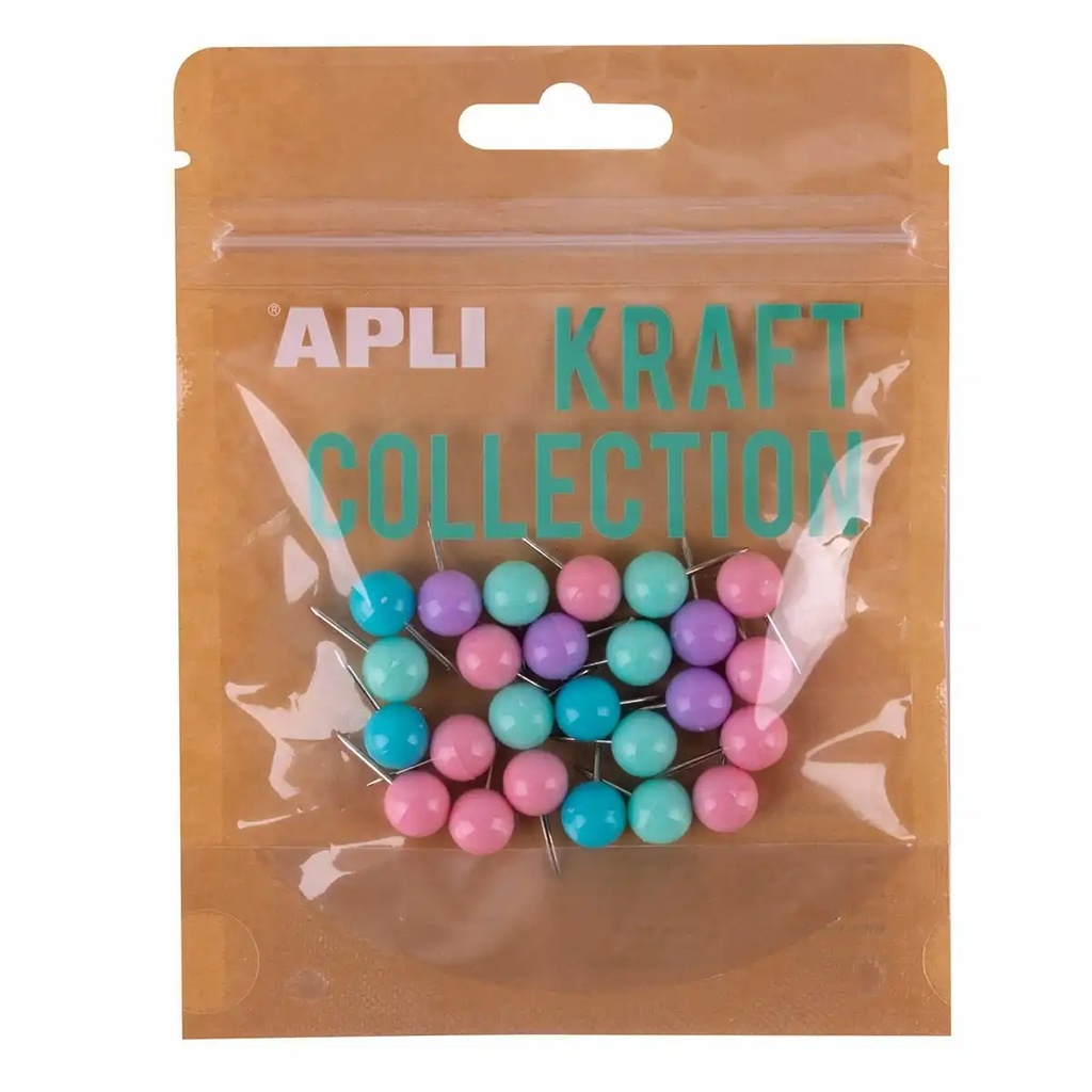 Set 25 Pungute cu Cleme Apli Kraft, Culori Pastelate, 80 Cleme Incluse