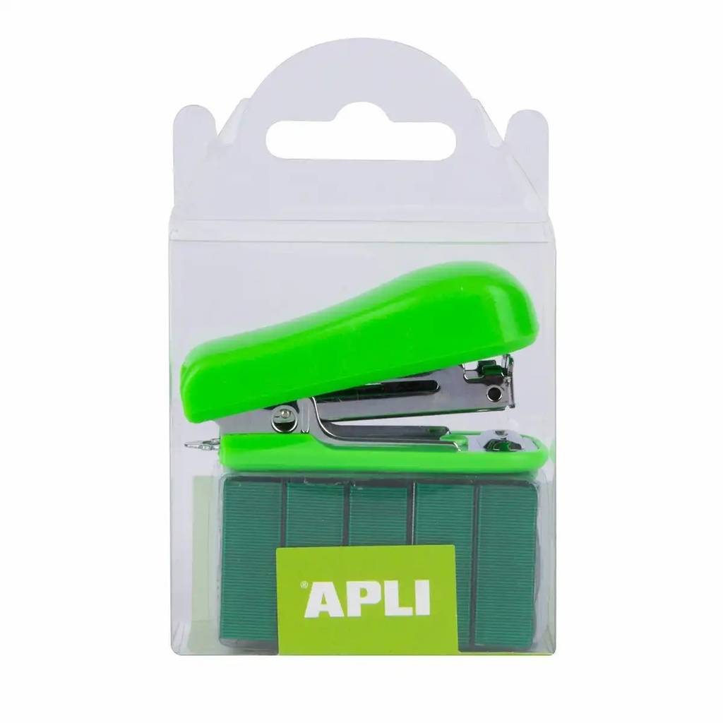 Capsator de buzunar Apli, 20 coli, 2000 capse nr. 10, verde, compact si practic