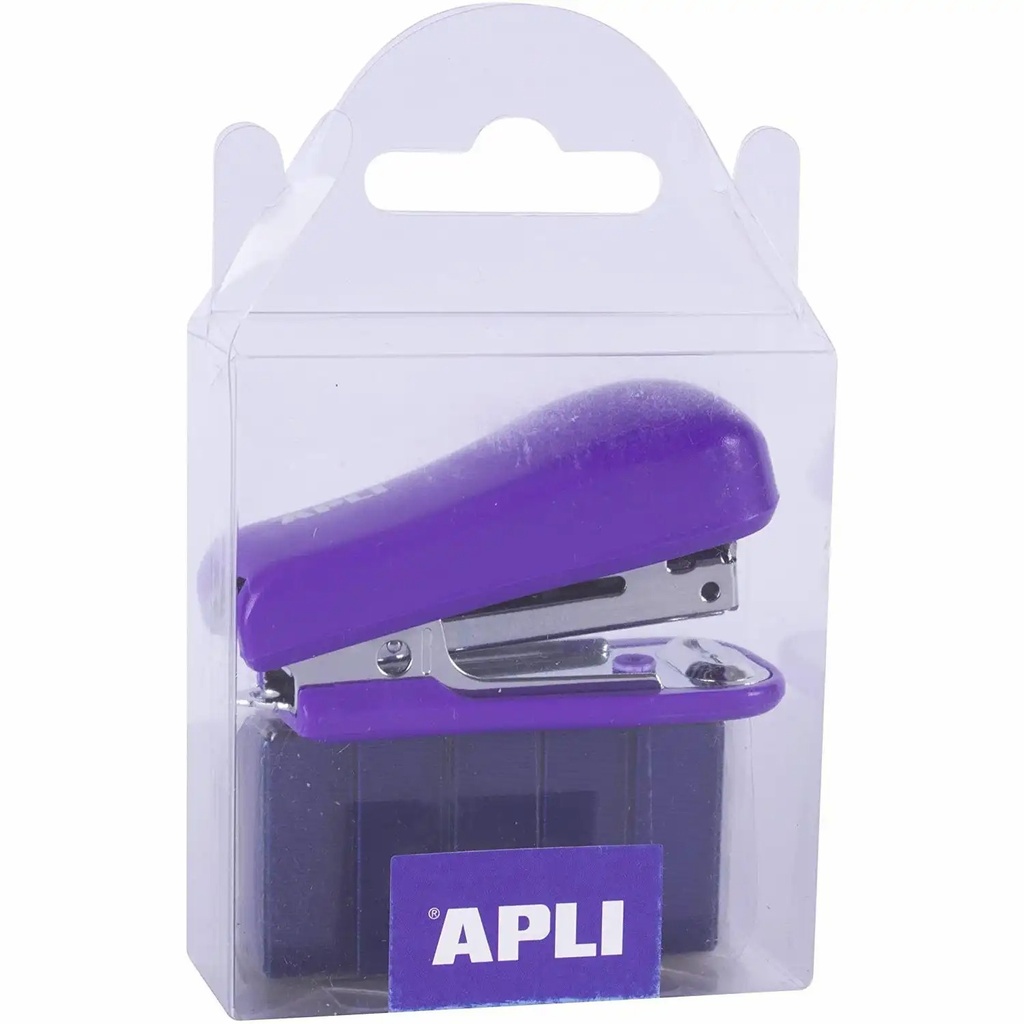 Capsator de buzunar Apli, 20 coli, 2000 capse nr. 10, mov, compact si portabil