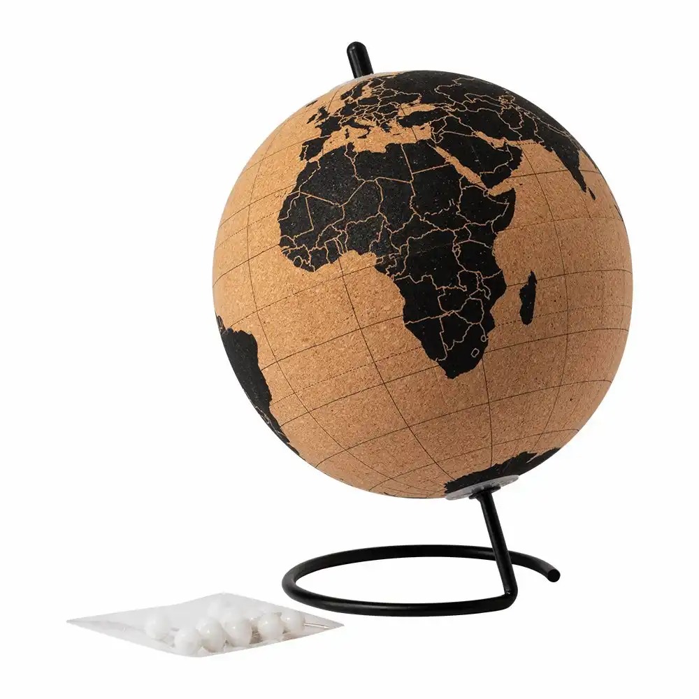 Glob Pamantesc Pluta Suport Metalic, 12 Ace, Ø150×200 mm, Culoare Naturala, Cutie Cadou - Perfect pentru Decor si Educatie