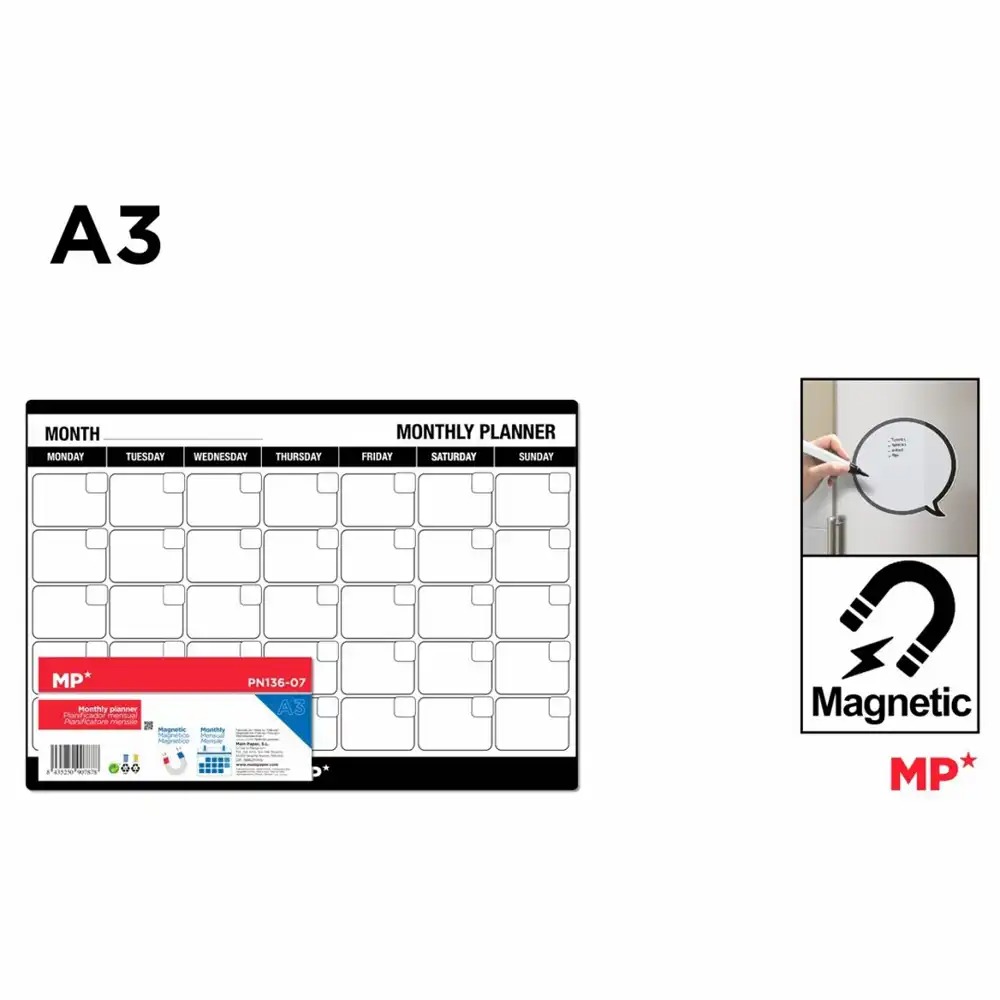 Set planner magnetic Main Paper A3, 6 bucati, organizare eficienta pe termen lung