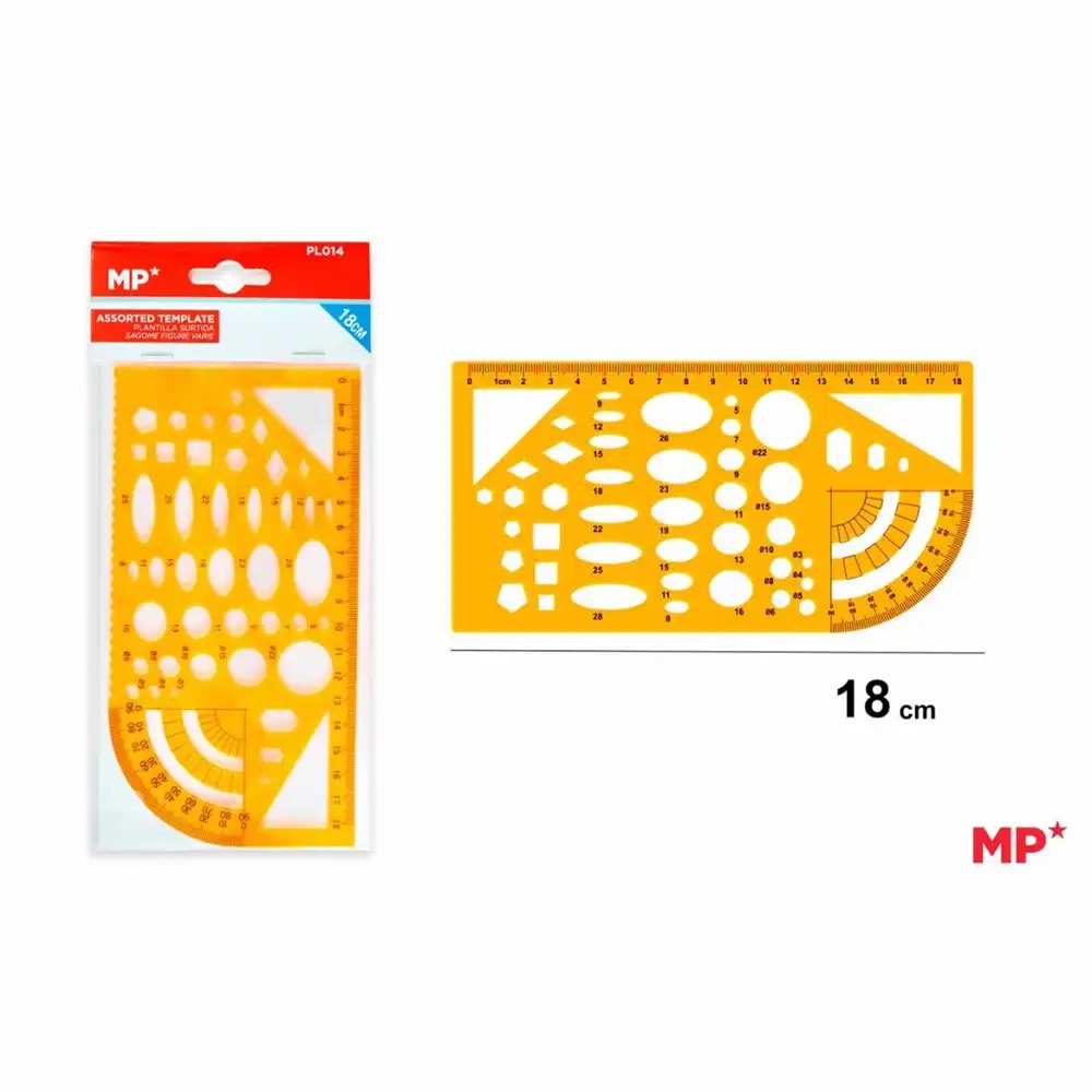 Sablon plastic Main Paper, 18 cm, figuri geometrice, plastic rezistent, durabil, usor de utilizat
