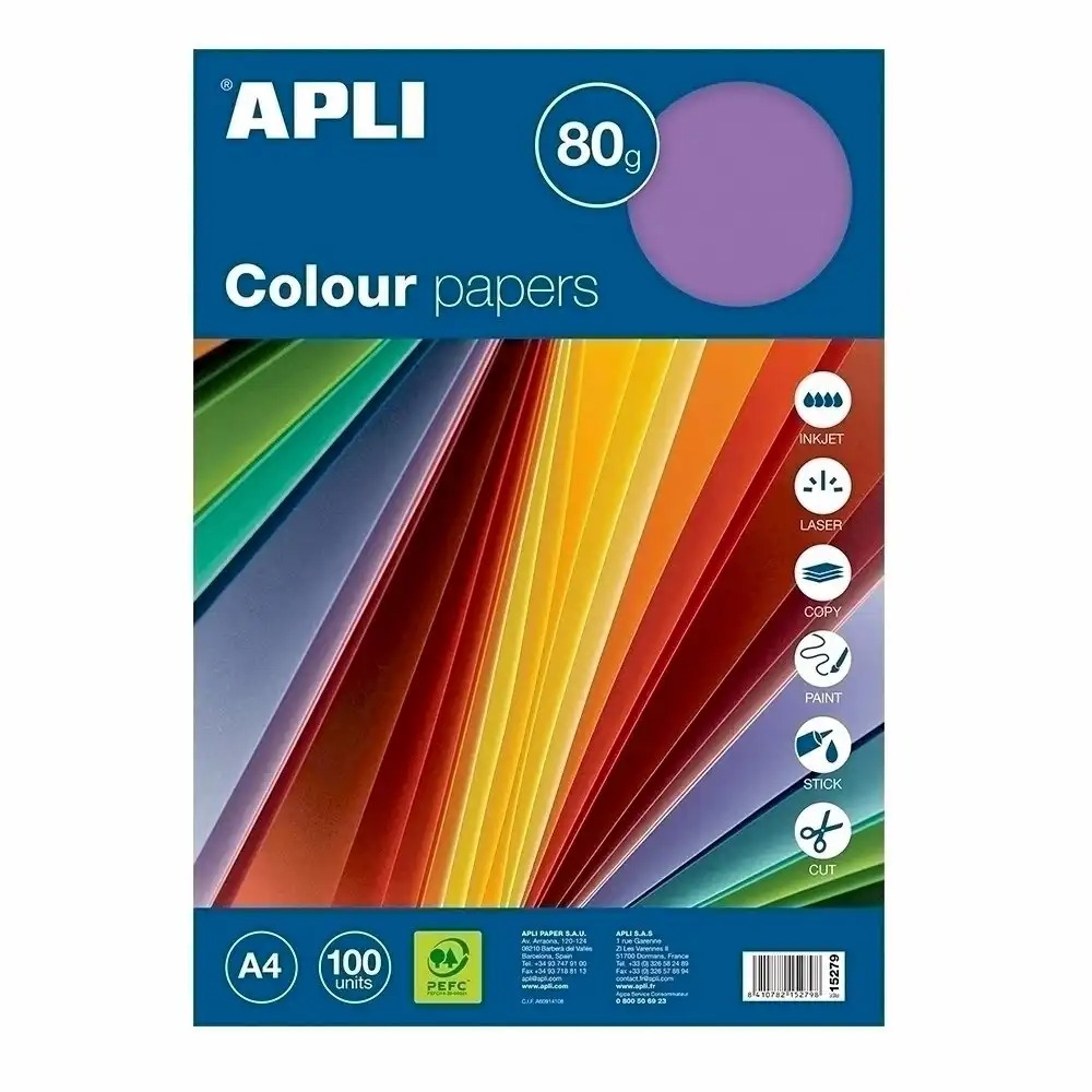 Hartie colorata Apli, A4, Culori Fluorescente Intense, Ideala pentru Proiecte Creative
