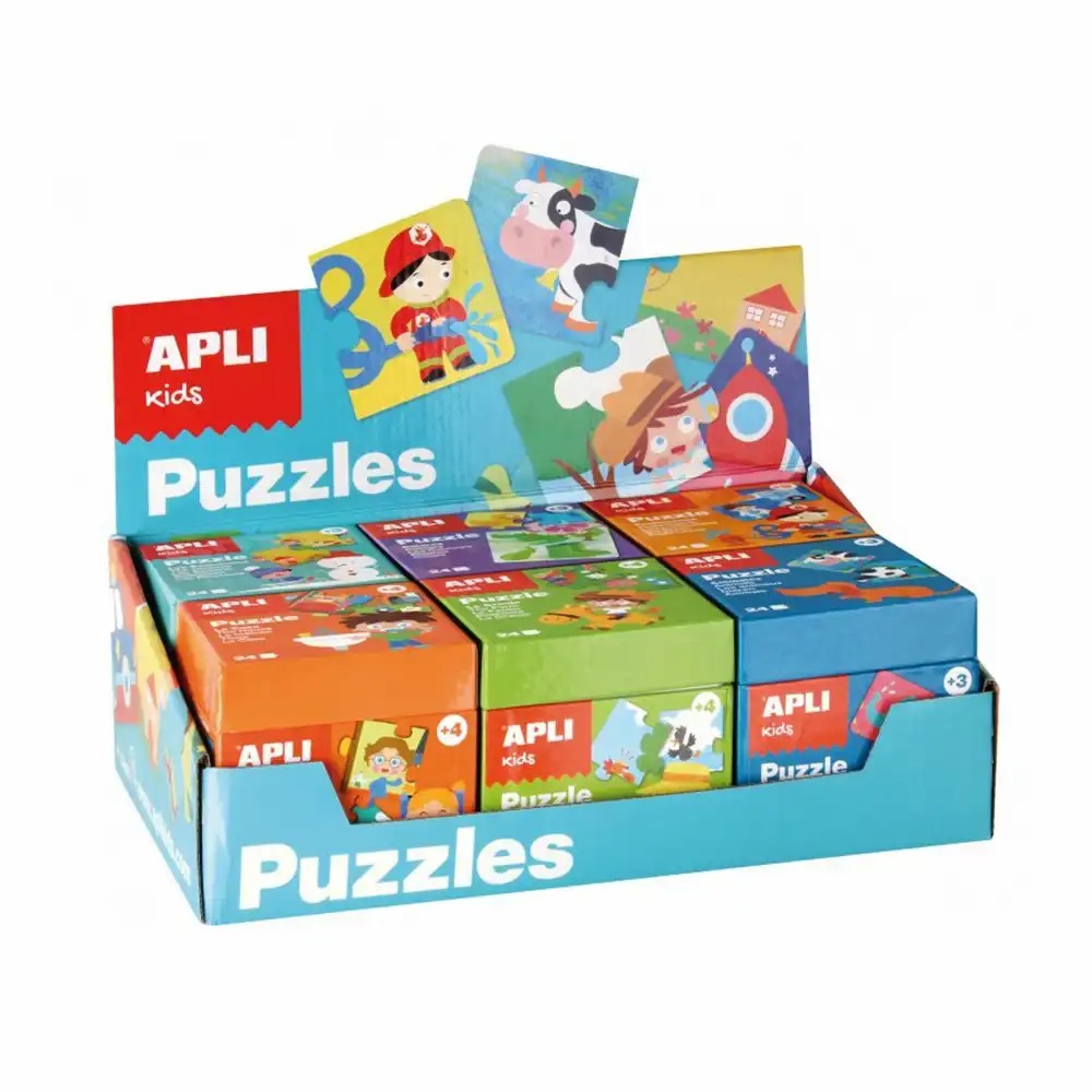 Set 6 puzzle-uri educative diverse modele, Apli, 24 piese 7x7 cm, dezvoltare abilitati copii