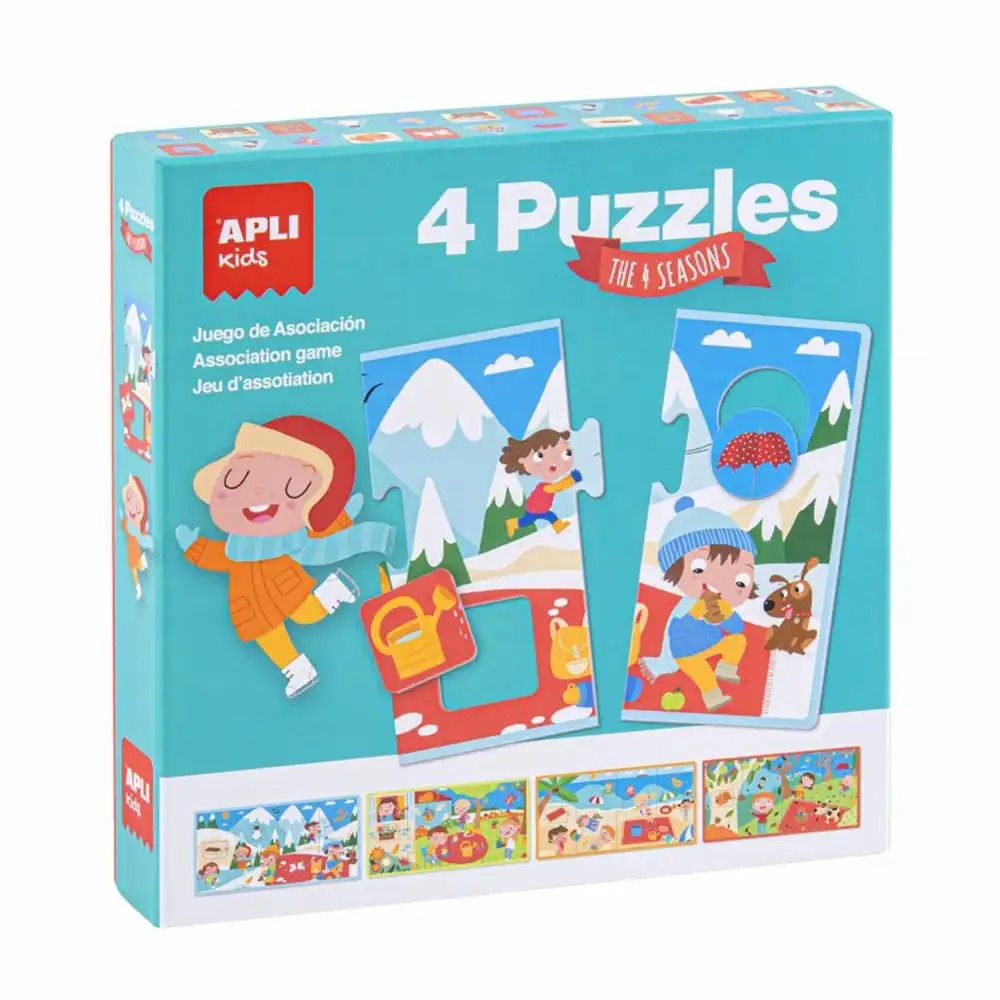 Set Puzzle Anotimpuri Apli, 4 Piese x 4, Dezvoltare Abilitati, 20,58 x 20,58 mm