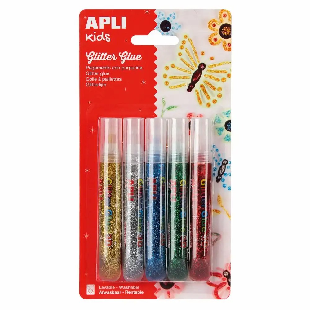 Lipici cu sclipici Apli Culori Metalice - Set 5 Culori, Eleganta si Stralucire