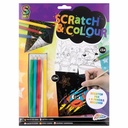 Set creativ de razuit si colorat Creative Craft Grafix, 15 file A4, 4 creioane colorate, inspirand creativitatea artistica