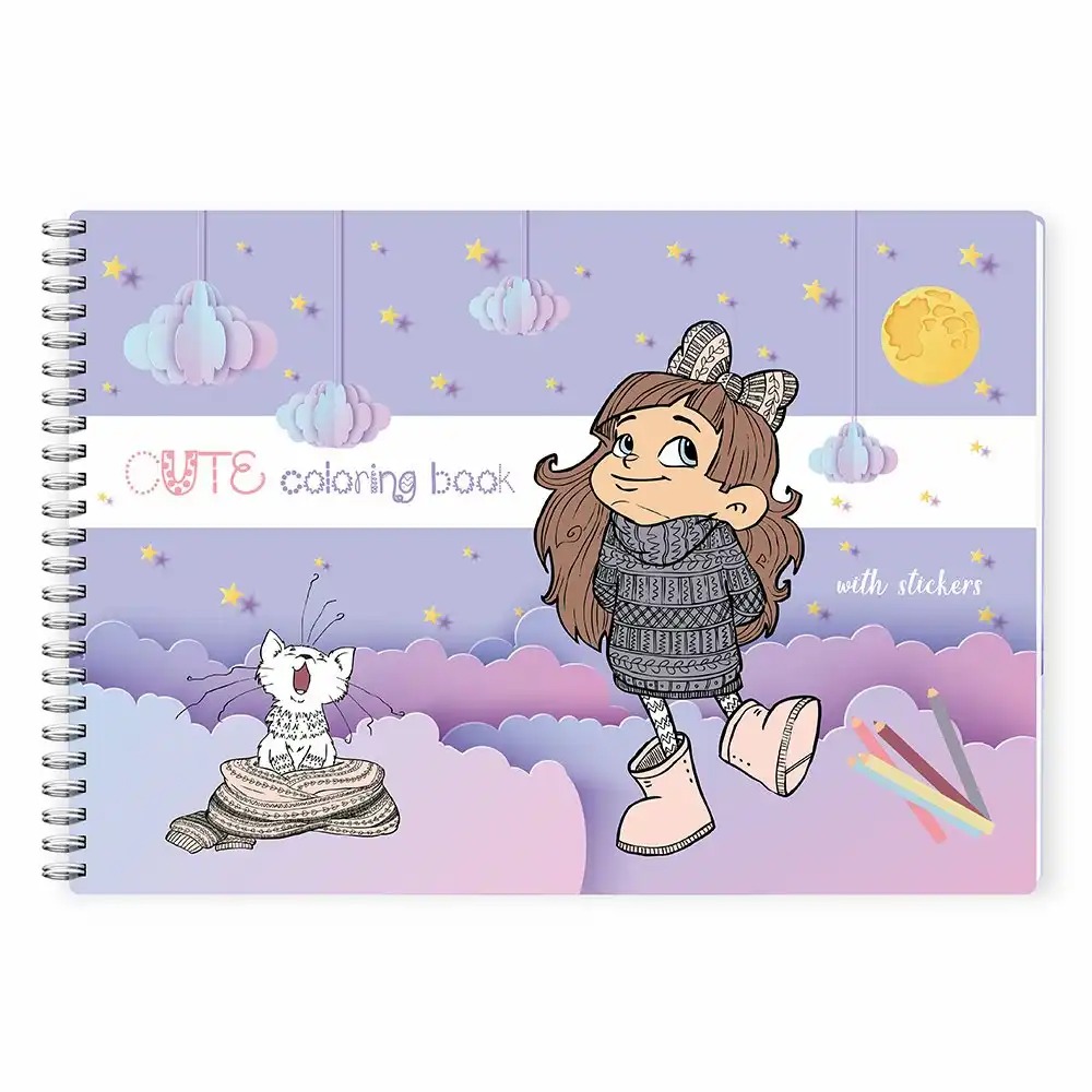 Carte de colorat personaje simpatice, A4, 37 pagini, 150 g, activitate creativa pentru copii si adulti
