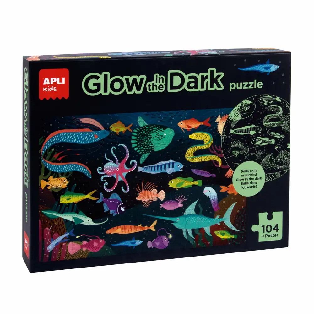 Puzzle educational Apli Marina, 104 piese, fosforescent, dezvolta abilitatile copiilor