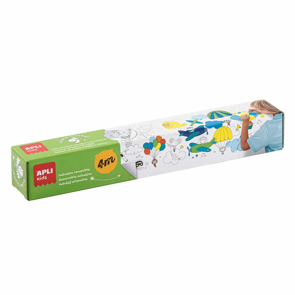 Coli adezive Apli "Transport" pentru pictat, 30 cm x 4 m, detasabile, ideal pentru copii 3+ ani
