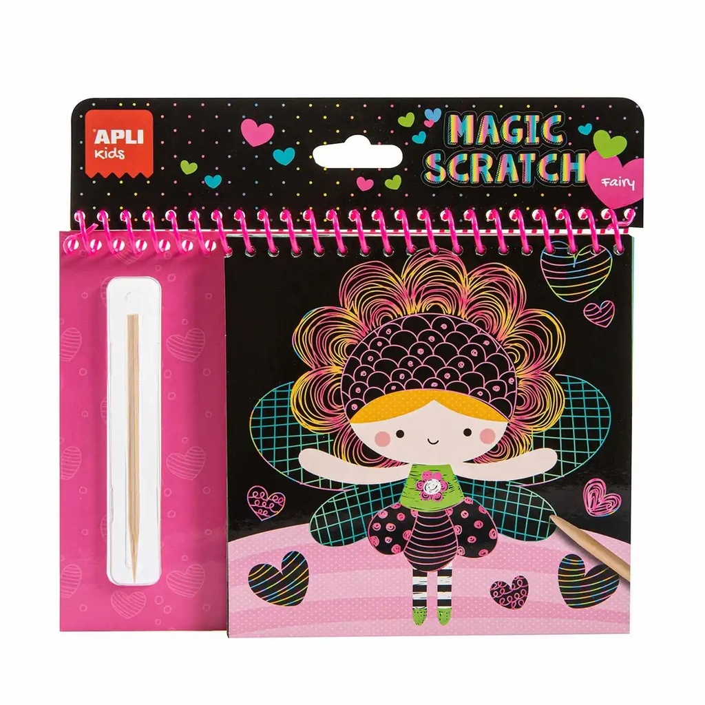 Set de Razuit Magic Scratch APLI Zane, 8 Foi Predesenate, Creion Lemn Inclus