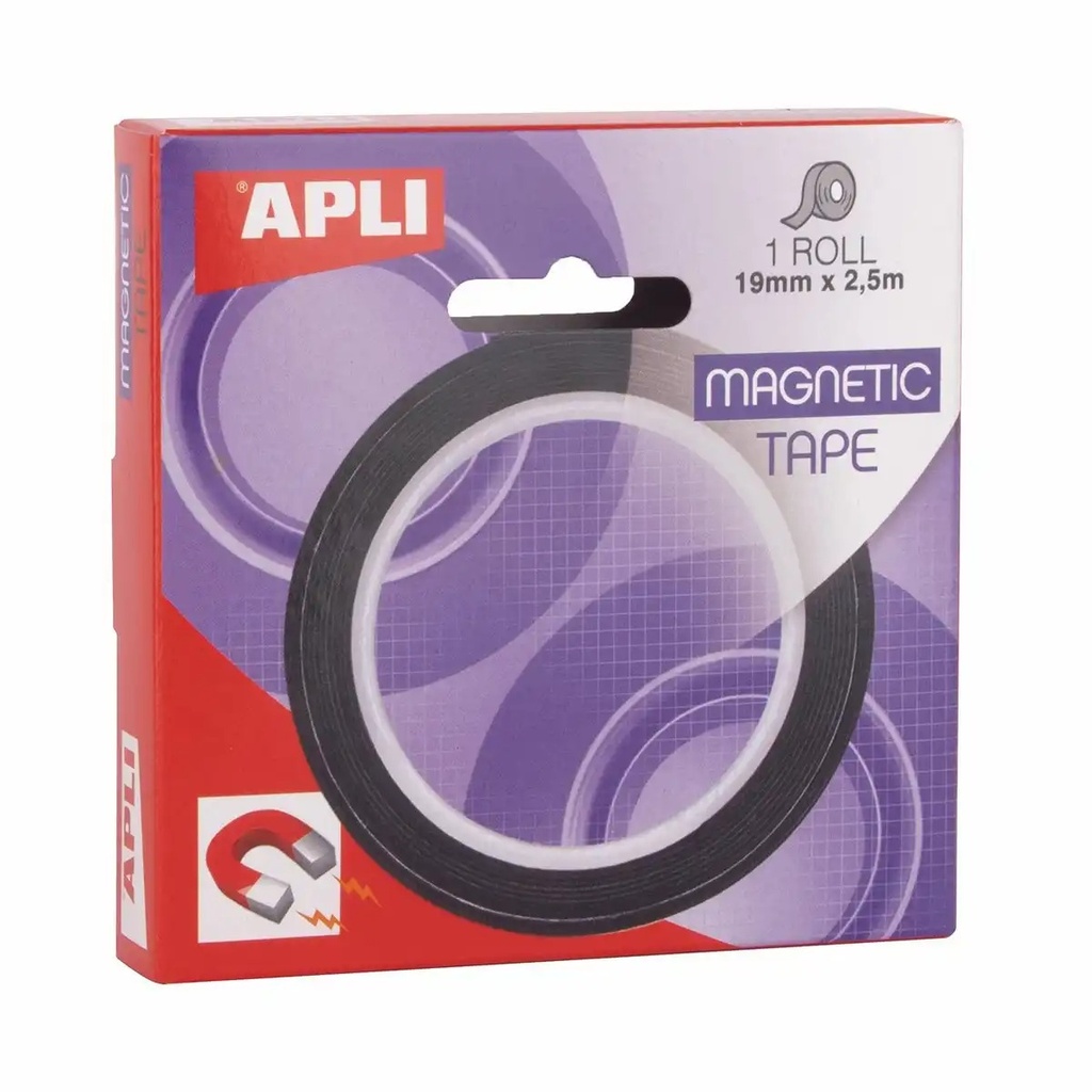 Banda adeziva magnetica Apli, 19 mm x 2.5 m, Adeziv Finisaj Magnetic, Utila pentru Proiecte DIY, Organizare si Decorare