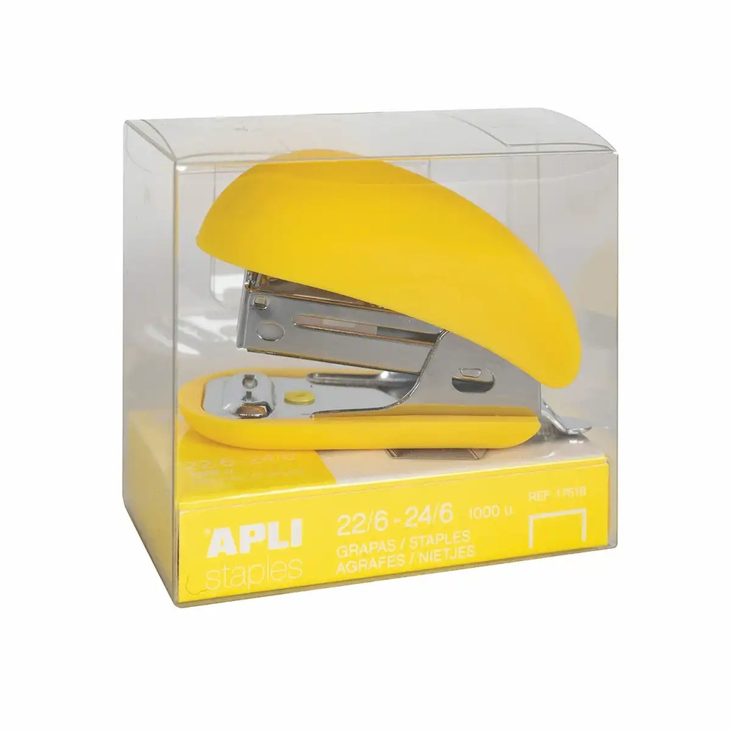 Mini capsator Apli Fluor Collection, 24/6, 6.3 cm, galben, portabil si eficient
