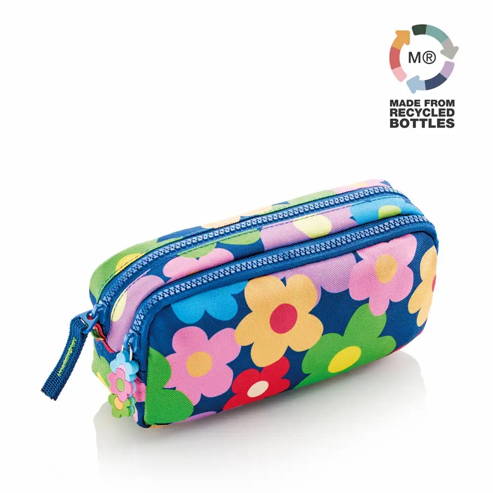Penar Miquelrius Flower, 2 Compartimente, Material Reciclat, Imprimeu Elegant, 20 x 10 x 7 cm