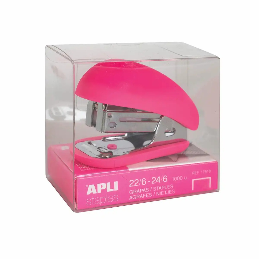 Mini capsator Apli Fluor Collection, 24/6, 63 cm, roz - Compact si Versatil, Fixare Precisa a Documentelor