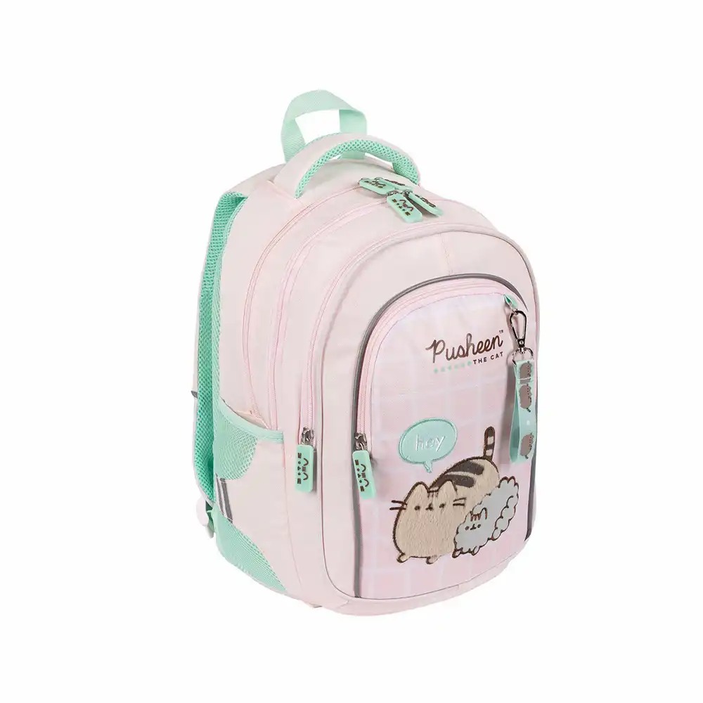 Ghiozdan Majewski Pusheen Roz BP58, 4 compartimente, 40x28x18 cm, 22L, Material Impermeabil