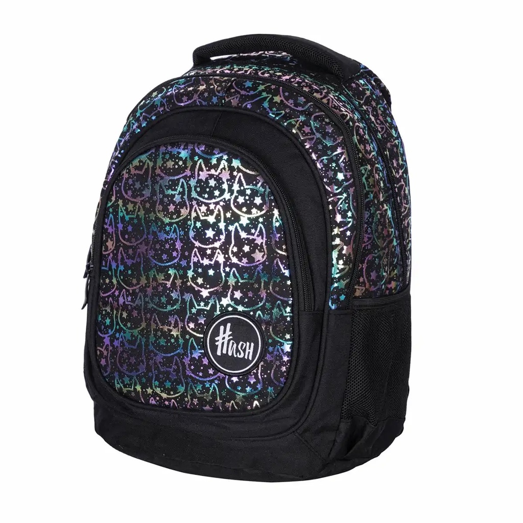 Ghiozdan scolar Astra, 3 compartimente, Neon Kitty, ergonomic, impermeabil, 39x28x15 cm