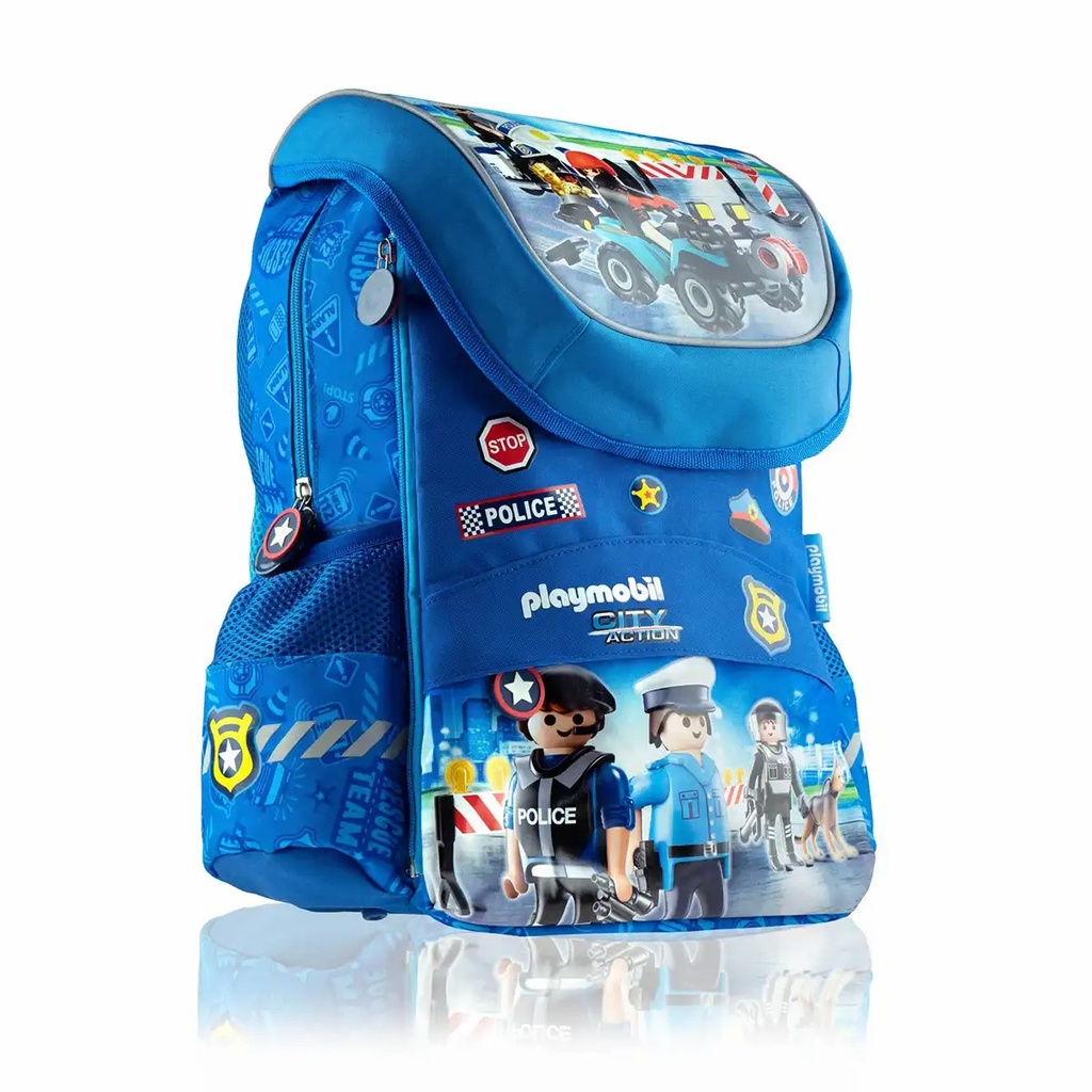 Ghiozdan scolar Astra Playmobil Politie, 28x36x18 cm, Design Politie, Material Durabil