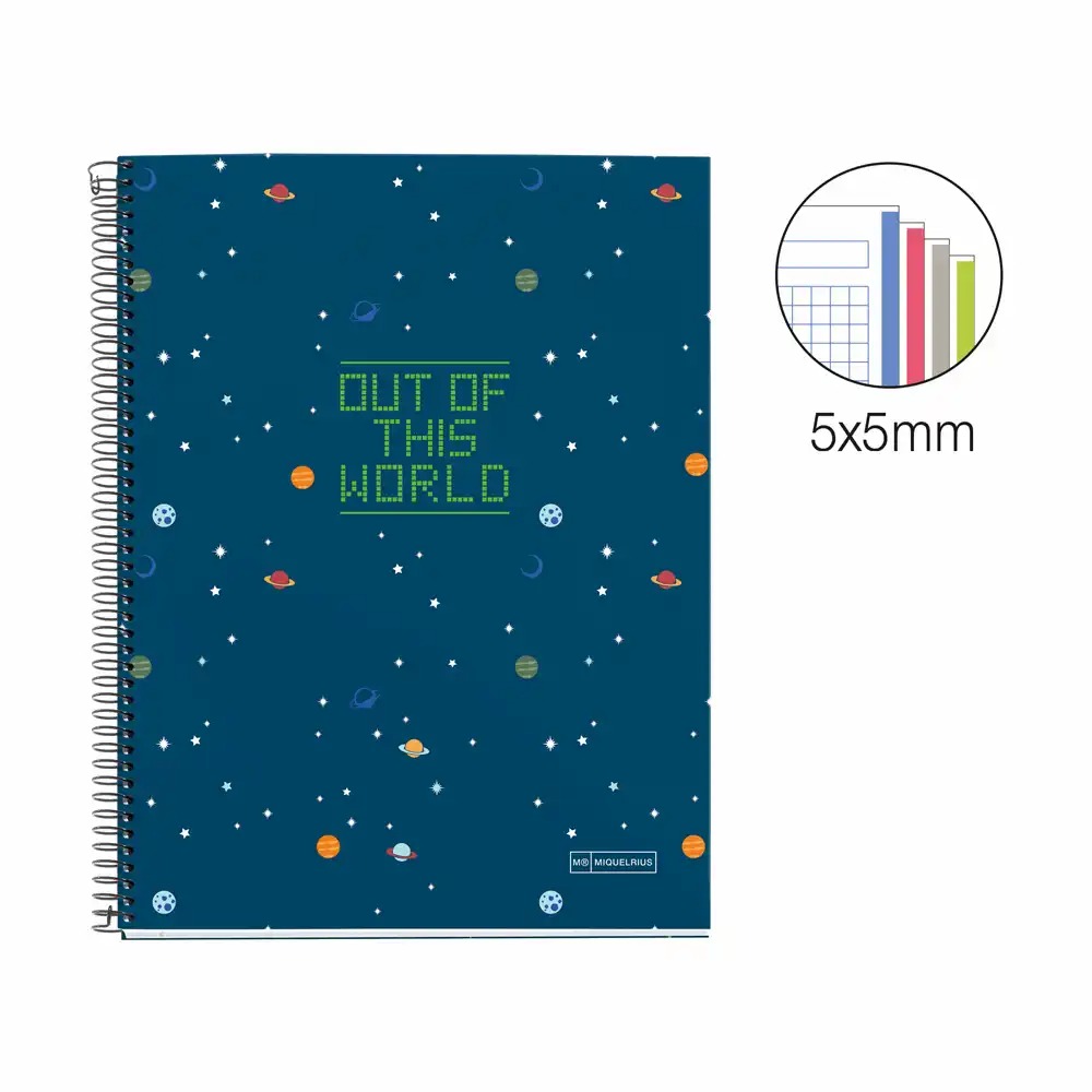 Caiet spira Miquelrius My Space, A4, 140 file, 70 g, matematica, model "My Space"