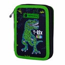 Penar scolar Astra T-Rex Neon, 2 compartimente, echipat premium, 12 creioane colorate, 12 pixuri, accesorii incluse