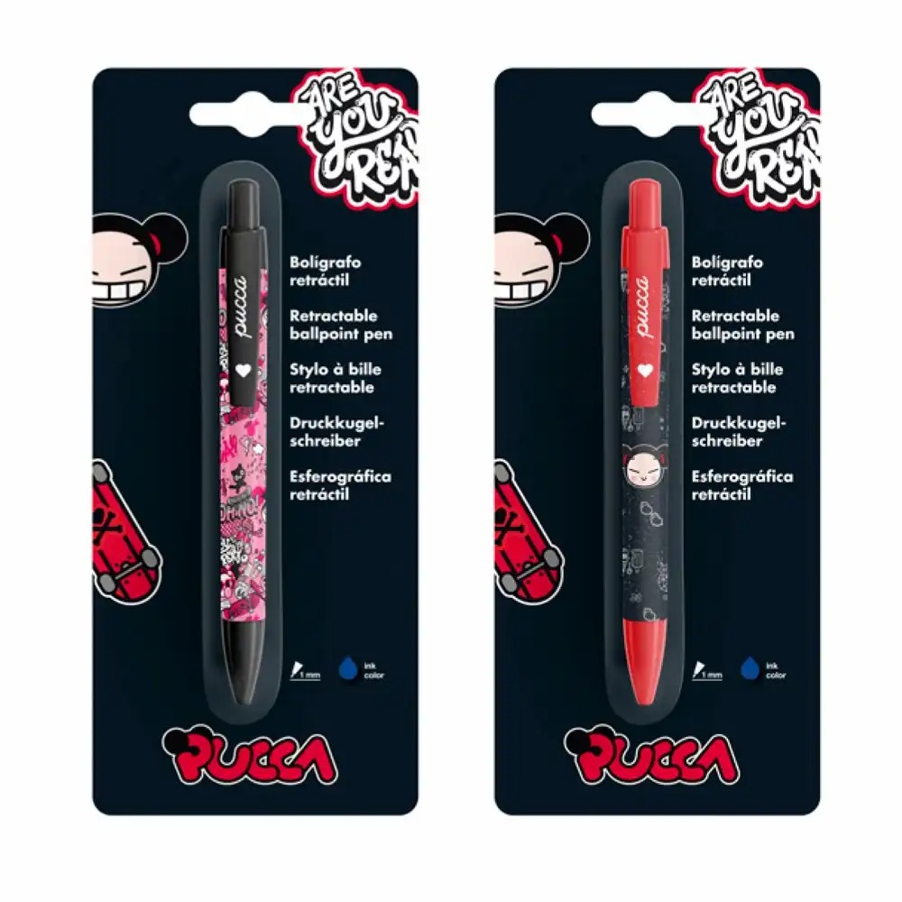 Pix cu mecanism Pucca, design original, cerneala albastra, perfect pentru fani, variante diverse