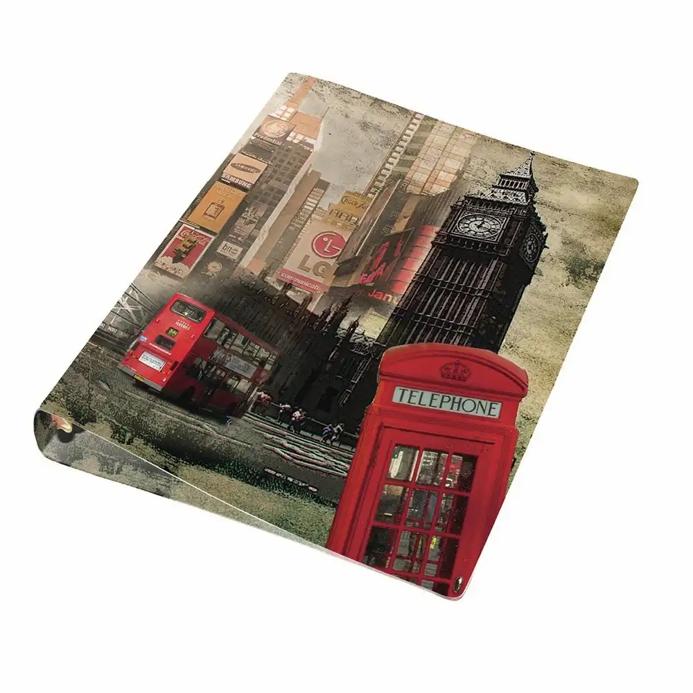 Caiet Mecanic PP A4 2 Inele Design Londra, rezistent la uzura, ideal pentru organizare personalizata