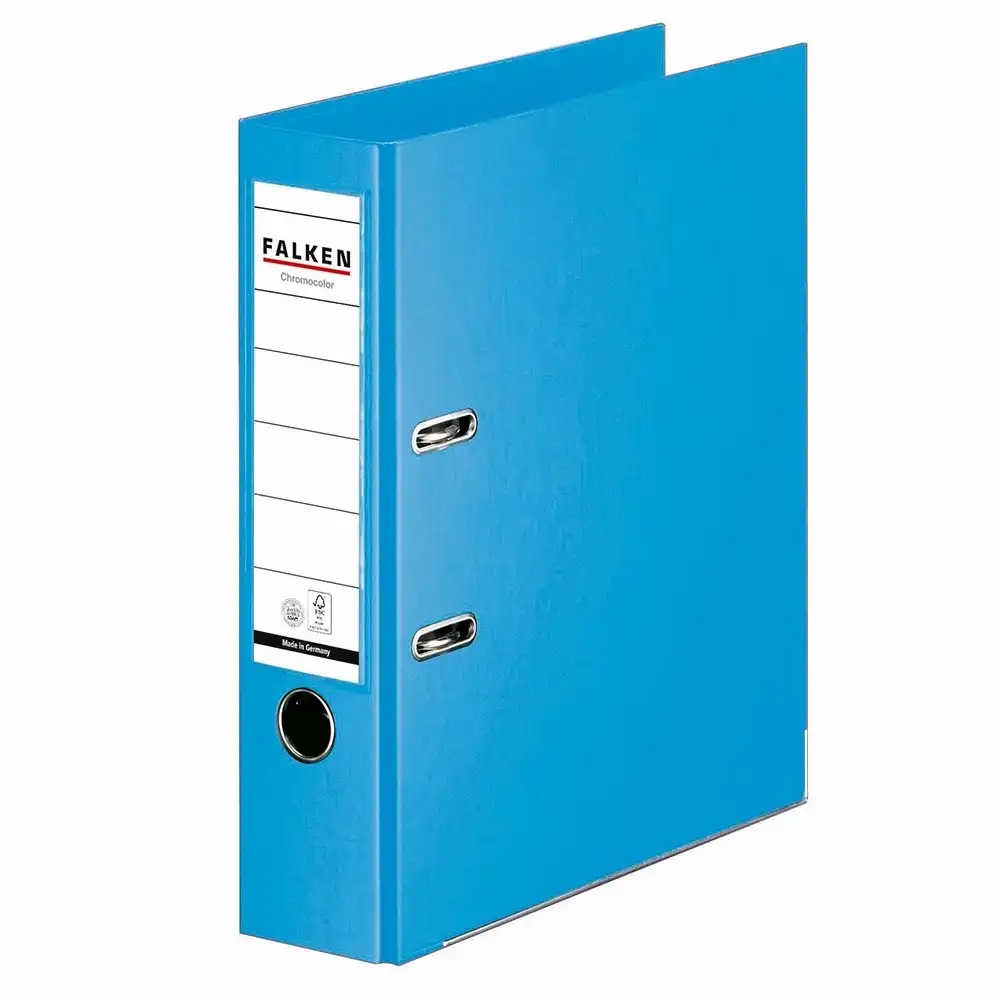 Biblioraft Falken Chromocolor, 80 mm, Albastru Deschis, Capacitate 600 coli, Durabil si Lavabil