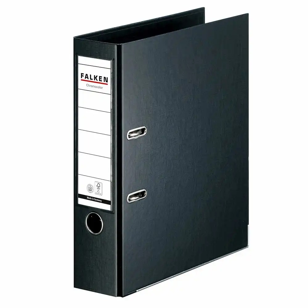 Biblioraft Falken Chromocolor, 80 mm, negru, durabil si lavabil, capacitate 600 coli