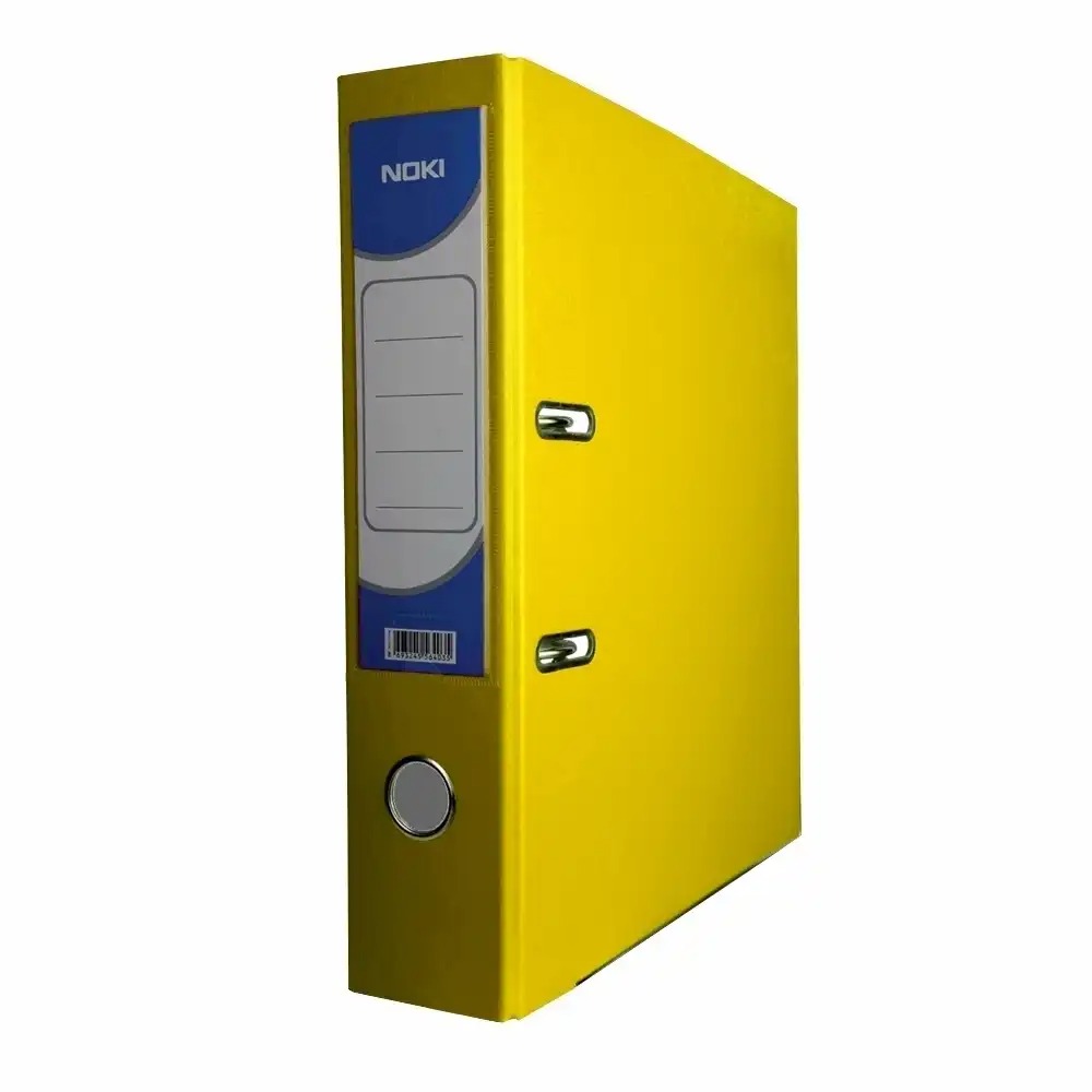 Biblioraft Noki 50mm galben, protectie durabila, buzunar pentru eticheta, format A4