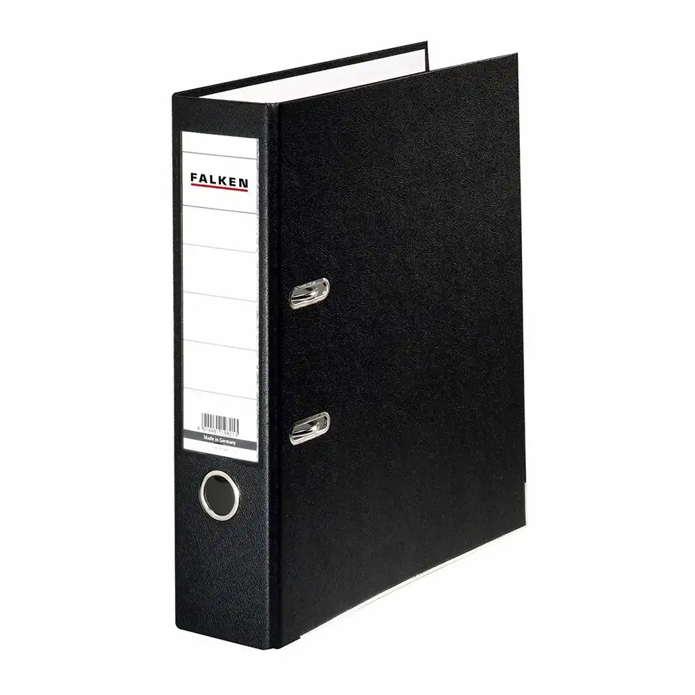 Biblioraft Falken plastifiat, 80 mm, negru, rezistent si elegant, capacitate 600 coli
