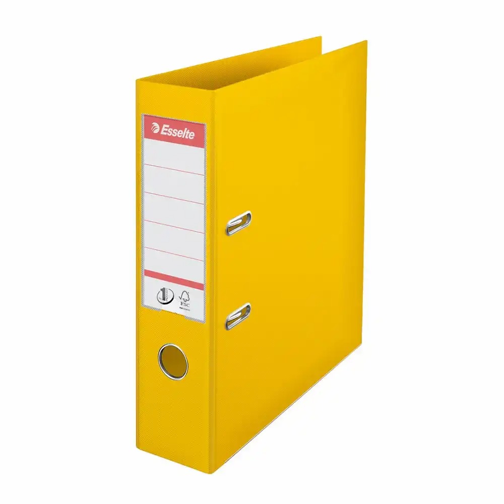 Biblioraft Esselte No.1 Power, PP/PP, A4, 75 mm, galben, rezistenta sporita, capacitate 500 coli, mecanism No.1, garantie 3 ani