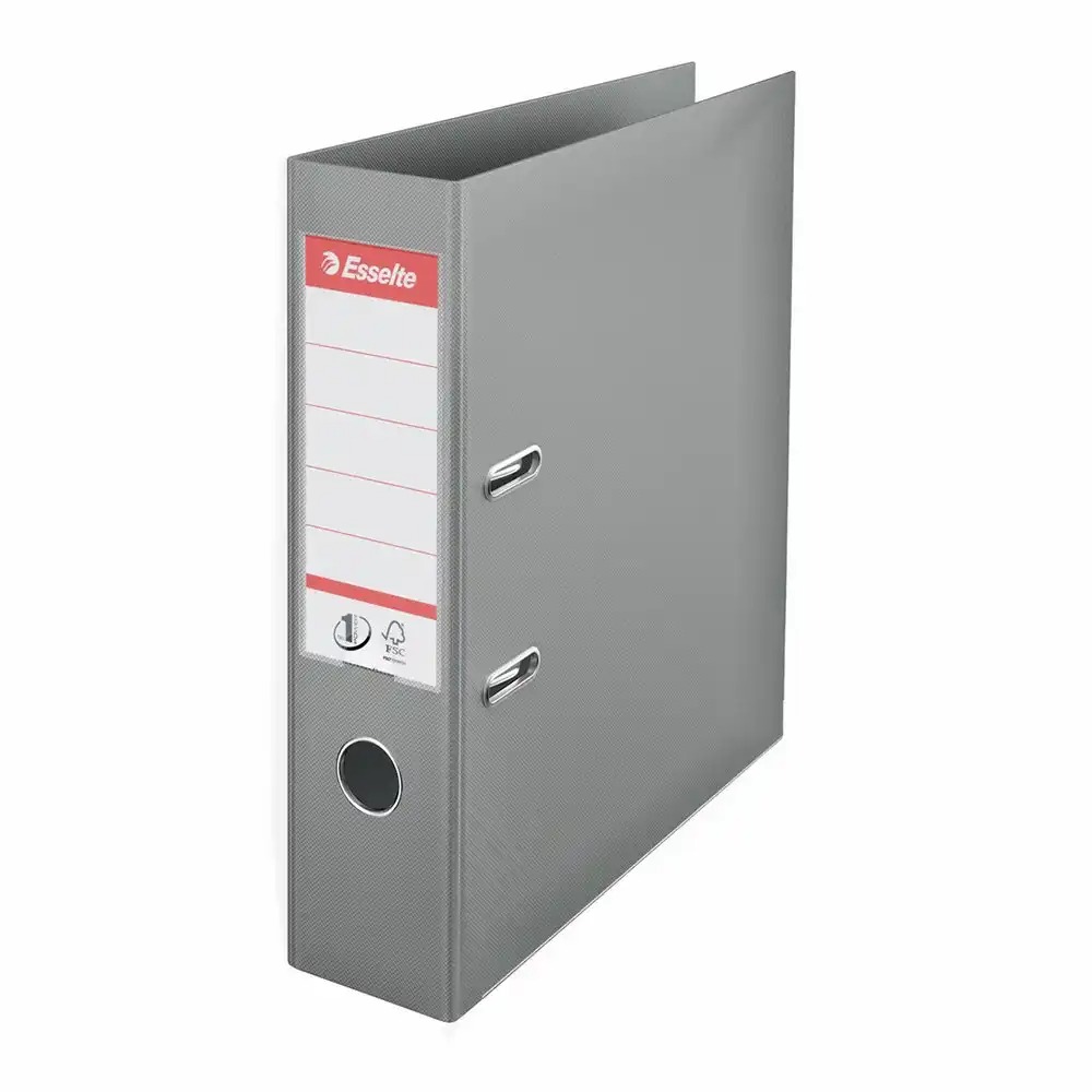 Biblioraft Esselte No.1 Power, PP/PP, A4, 75 mm, gri, Capacitate 500 coli, Mecanism No.1, Certificat FSC®