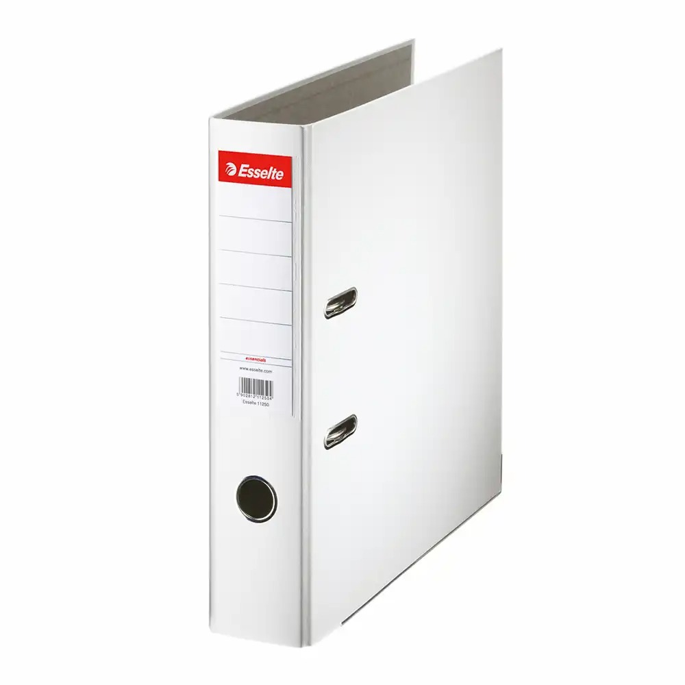 Biblioraft Esselte Economy, PP, A4, 75 mm, alb, capacitate 500 coli, buzunar pentru etichete