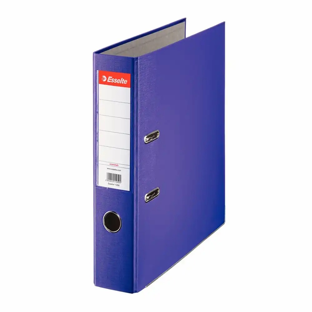 Biblioraft Esselte Economy, PP, A4, 75 mm, mov, capacitate 500 coli, buzunar pentru etichete, protectie durabila