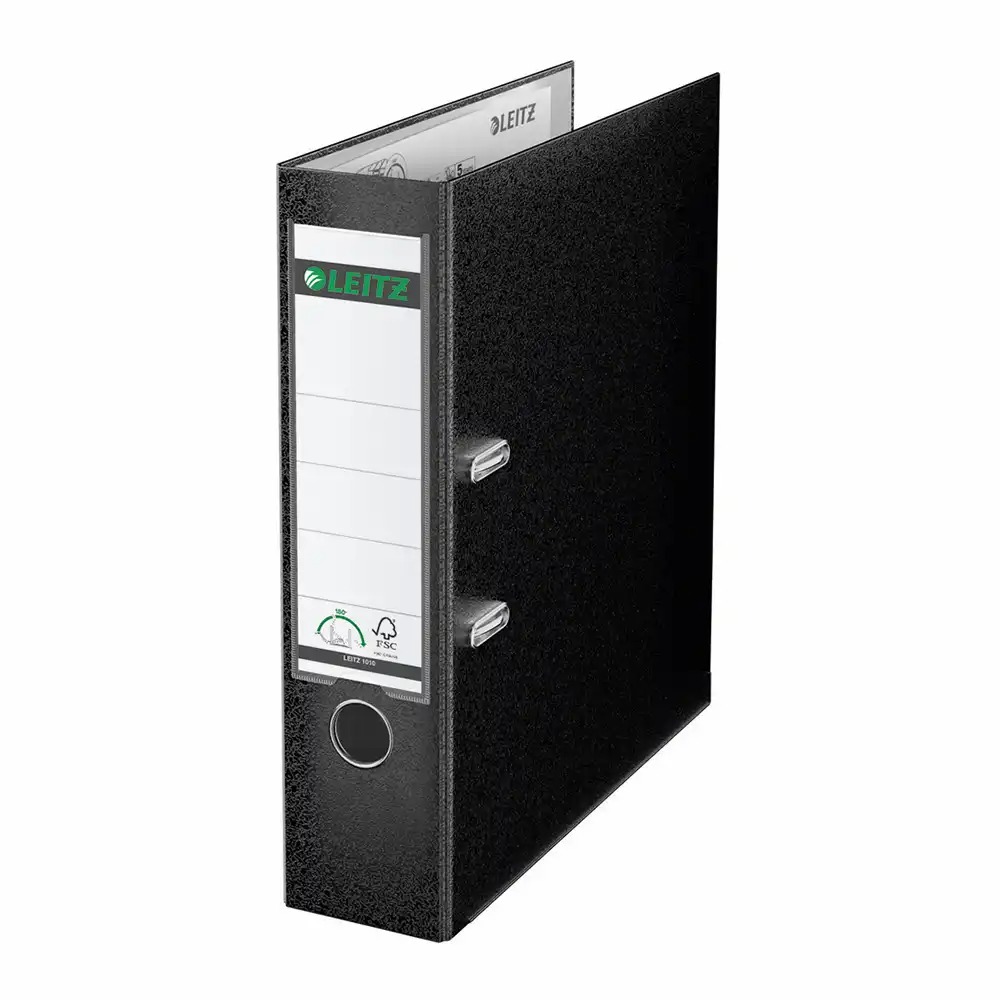 Biblioraft Leitz 180o, PP, A4, 80mm, negru, capacitate 600 coli, mecanism metalic 180°