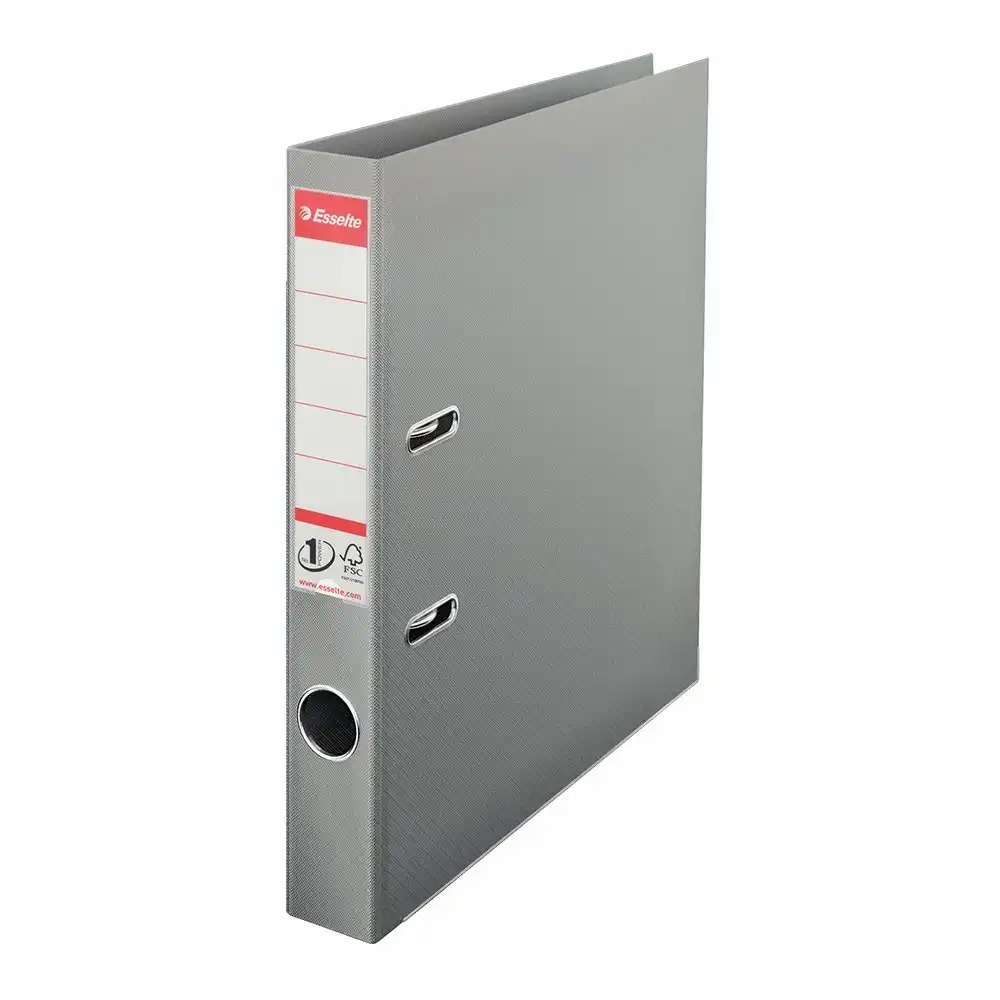 Biblioraft Esselte No.1 Power, PP/PP, A4, 50 mm, gri, Capacitate 350 coli, Mecanism No.1, FSC®, Garantie 3 ani
