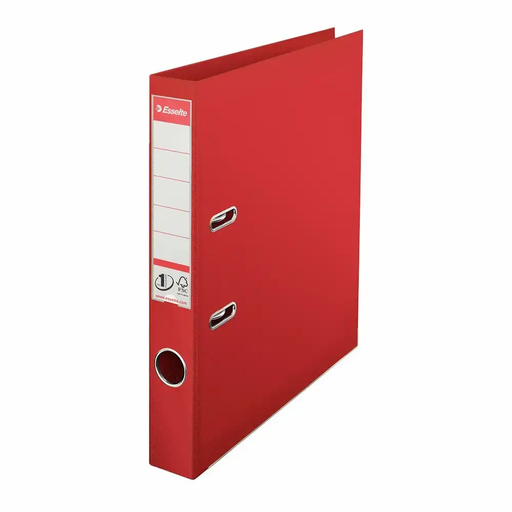 Biblioraft Esselte No.1 Power, PP/PP, A4, 50 mm, rosu, capacitate 350 coli, mecanism patentat, durabil