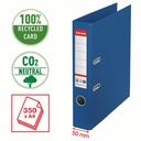 Biblioraft Esselte No.1 Power Recycled, A4, 50 mm, carton reciclat, albastru, certificat FSC, mecanism No.1 robust, capacitate 350 coli, 3 ani...