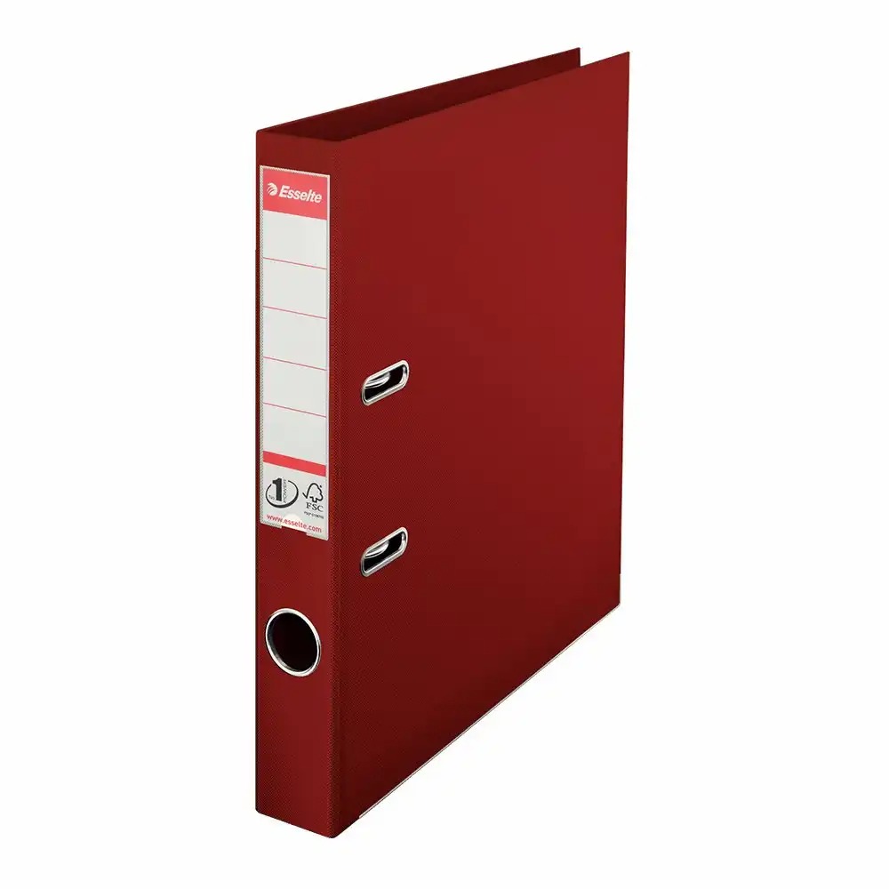 Biblioraft Esselte No.1 Power, PP/PP, A4, 50 mm, visiniu, Capacitate 350 coli, Mecanism Patentat, Garantie 3 ani