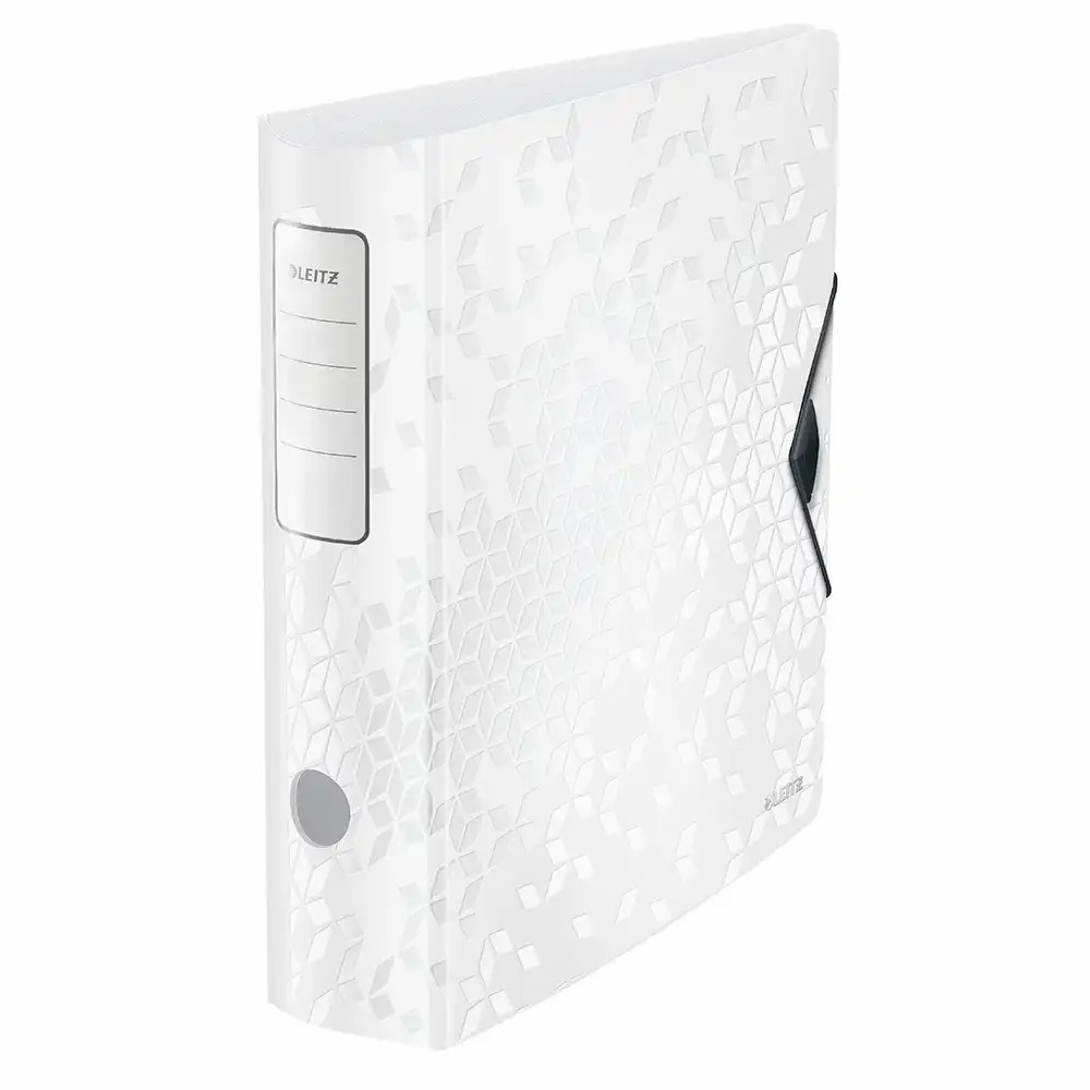 Biblioraft Leitz 180° Active WOW, Polyfoam, A4, 82 mm, Alb, Deschidere 180° si Elastic de Siguranta, Capacitate 500 coli A4