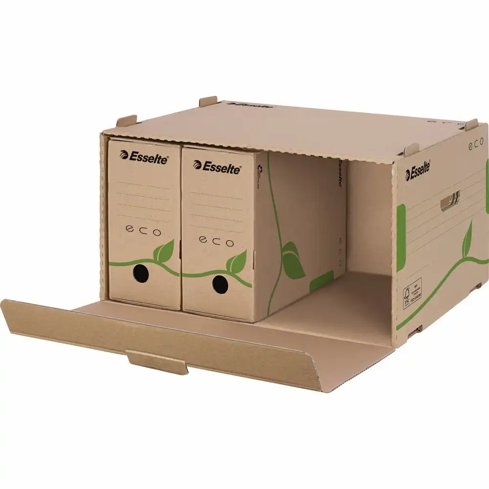 Container de arhivare Esselte Eco cu deschidere frontala pentru Cutii 8/10, capacitate mare, suprapunere 3 containere, culoare naturala