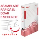 Cutie arhivare Esselte Speedbox 80 mm, asamblare automata, capac dublu, 100% reciclabil