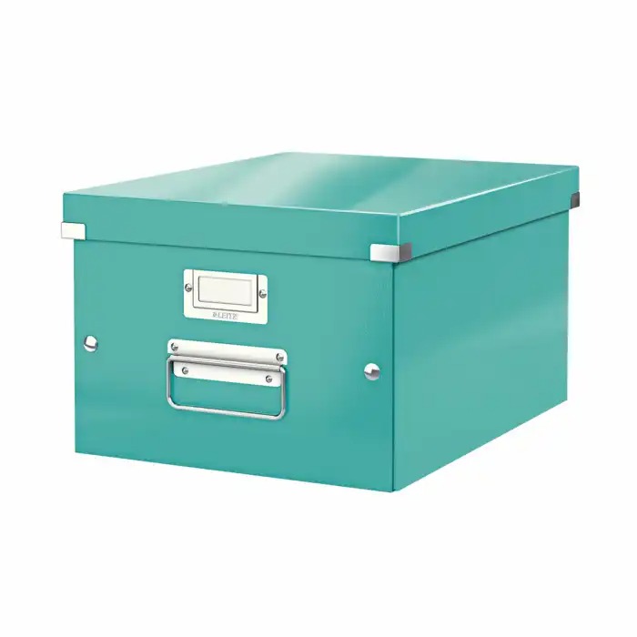 Cutie Leitz Click and Store Medie, Turcoaz, A4, Suprafata Laminata, Manere Metalice, Design Modern