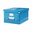 Cutie depozitare Leitz WOW Click & Store, Marime M, Albastru, Durabila si Usor de Pliat