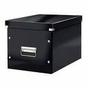 Cutie depozitare Leitz WOW Click & Store, carton laminat, pliabila, 32x31x36 cm, negru, capac si maner, organizare eficienta