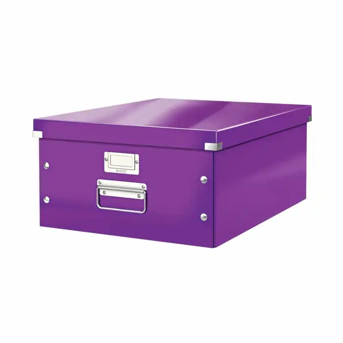 Cutie depozitare Leitz WOW Click & Store, Mare - Mov, Rezistenta, Pliabila, Capacitate 29.6L