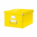 Cutie depozitare Leitz WOW Click & Store, carton laminat, medie, galben, manere metalice, dimensiuni 281x200x370 mm