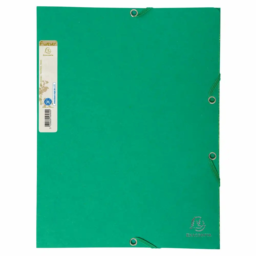 Dosar plic Exacompta Aquarel, A4, carton reciclat, inchidere elastic, verde