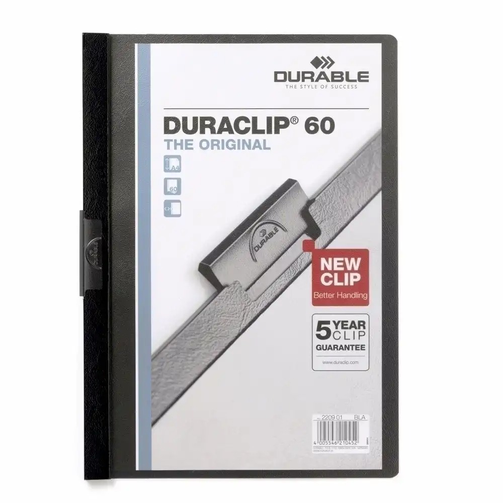 Dosar de Prezentare Durable Duraclip, Capacitate 60 coli, Foli PVC, Negru
