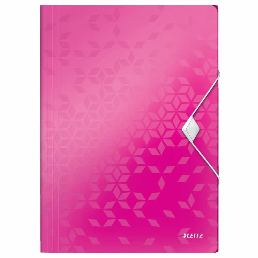 Mapa Leitz WOW cu elastic, PP, roz metalizat